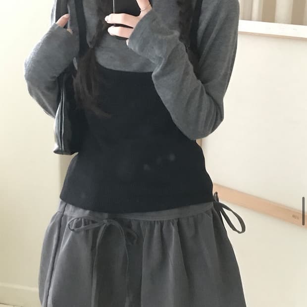 미니포에 모브 리본 스커트