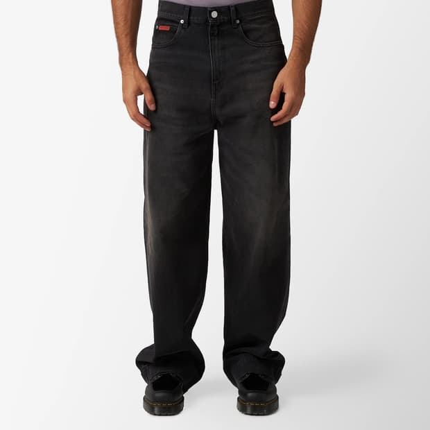 마틴로즈 와이드 레그 진 흑청