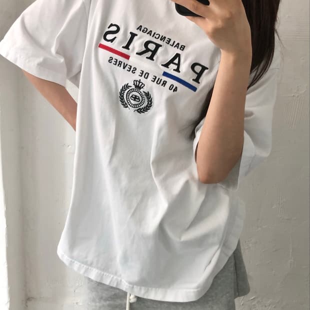 Balenciaga 발렌시아가 파리 플래그 로고 티셔츠
