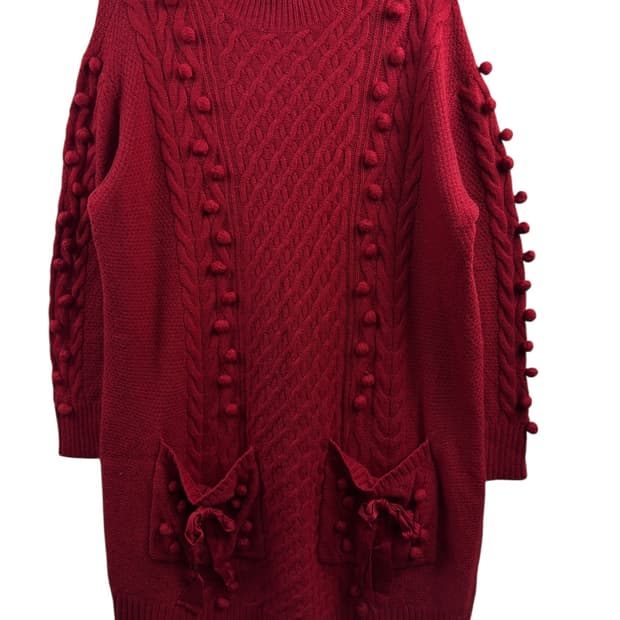 안나수이 레드 폼폼 롱니트1527