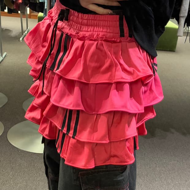 85)Adidas vintage 스포티 캉캉 핑크 스커트