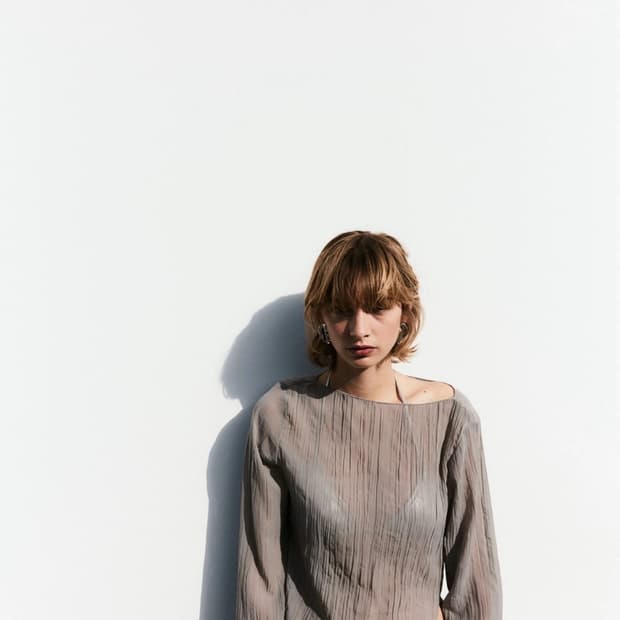 h&m 시스루 블라우스 카키컬러