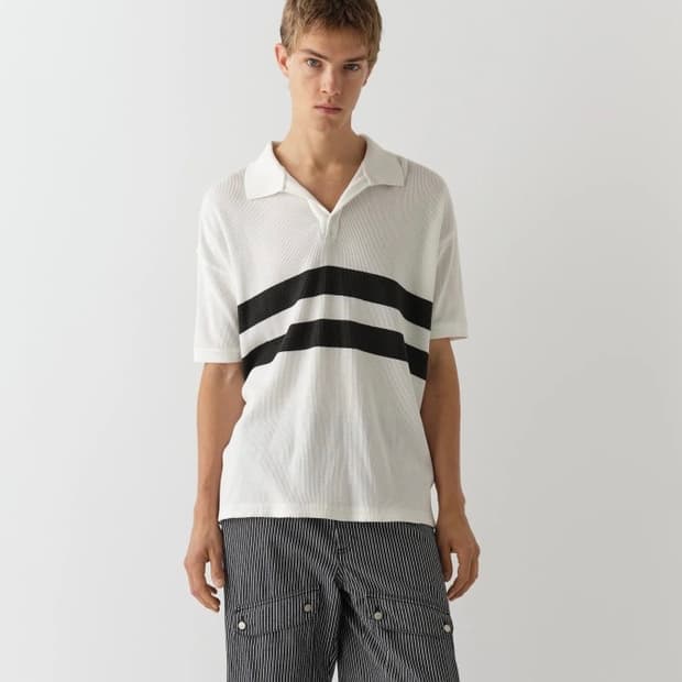 [XL]기마구아스 Mister 라인 폴로 티셔츠/화이트