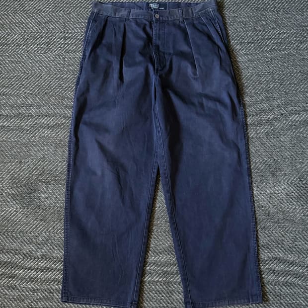 (34) 90s 폴로 랄프로렌 올드라벨 더블 플리츠 치노 팬츠