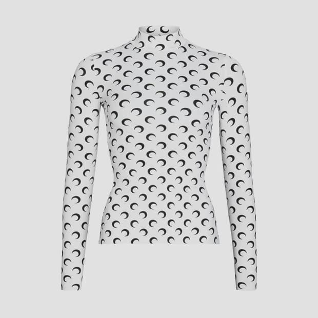 마린세르 문 프린티드 저지 롱슬리브 하이넥