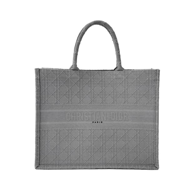 [L] Dior 디올 여성 북토트 까나쥬 캔버스 토트백 라지 그레이