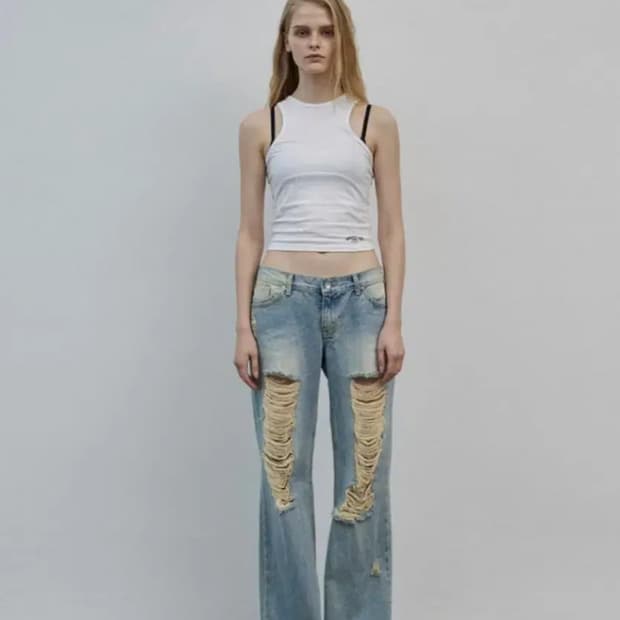 보헤미안서울 데미지 와이드 데님 중청