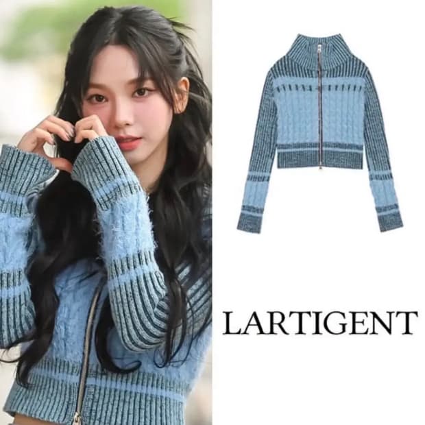 [카리나 착용] 라티젠 L6 컬러블록 니트집업