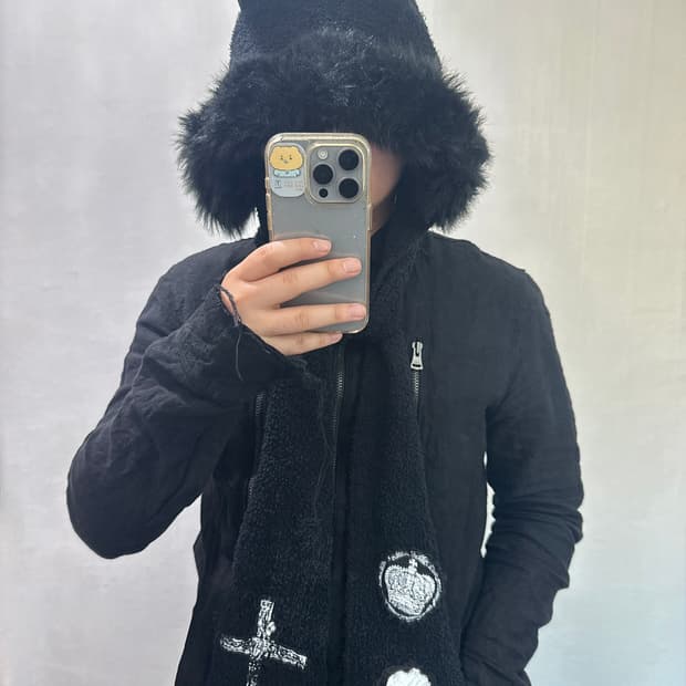 MAD PUNKS 데빌 후드 퍼 머플러 고딕 펑크