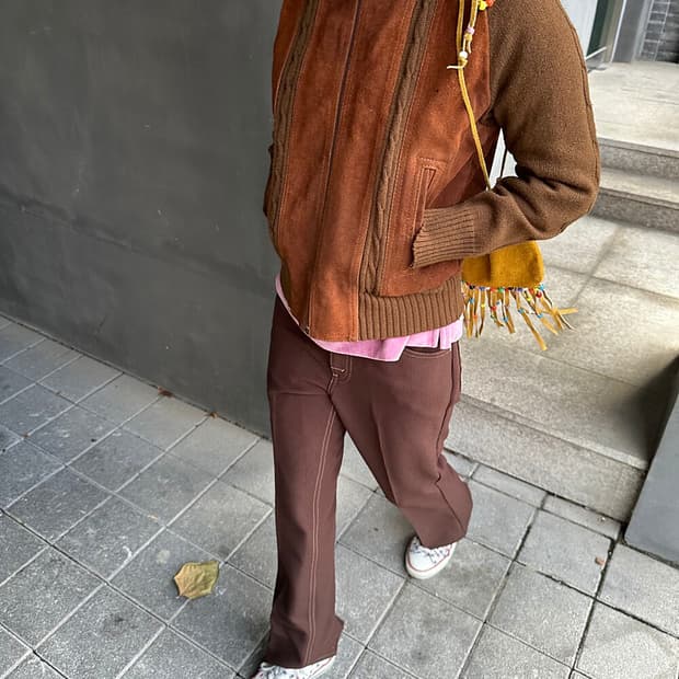 Vintage 70's Suede Zip-Up Knit