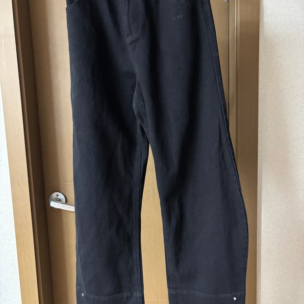 질샌더 여성 블랙 와이드 데님 바지 S