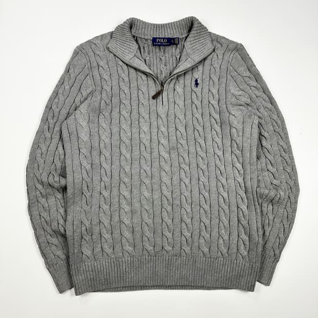 폴로 랄프로렌 클래식 케이블 반집업 니트 XL