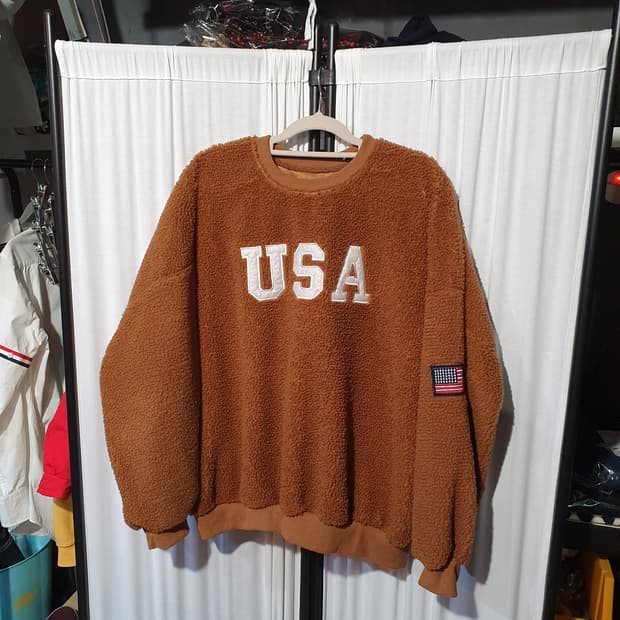 USA 뽀글이 플리스 맨투맨 브라운 XL 2200319