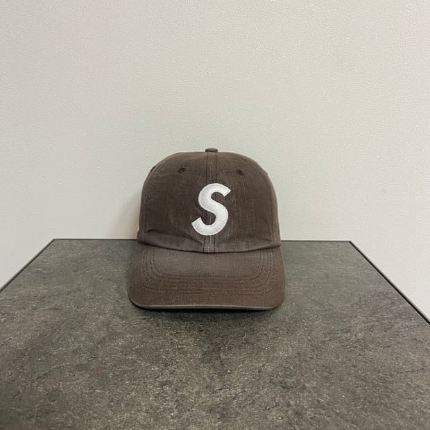 (OS) 슈프림 S로고 볼캡 모자 워시드 브라운
