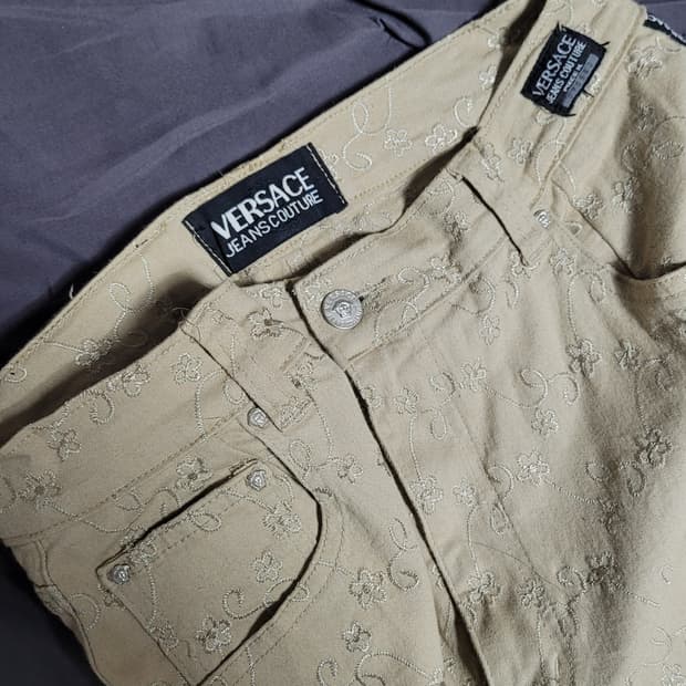 베르사체 JEANS COUTURE 플라워 패턴 스판팬츠 34 44