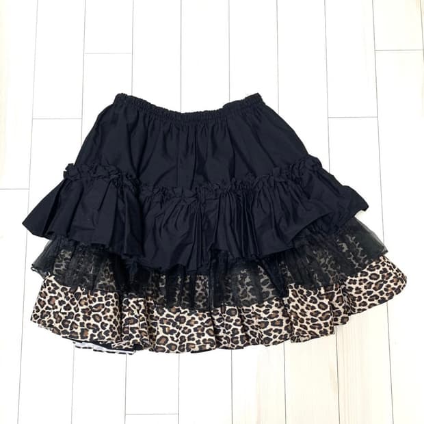 일본 빈티지 갸루 호피 캉캉 스커트 밴딩!