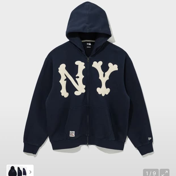 뉴에라 NY 기모 후드집업 네이비 XXL 새상품