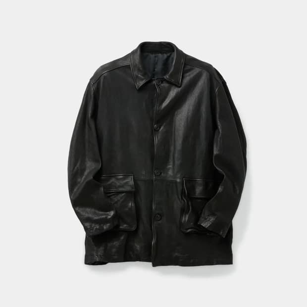 쿠어 26FW 워시드 램스킨 레더 카코트