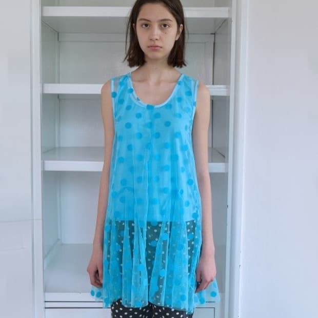 노컨텐츠 도트 메시 원피스