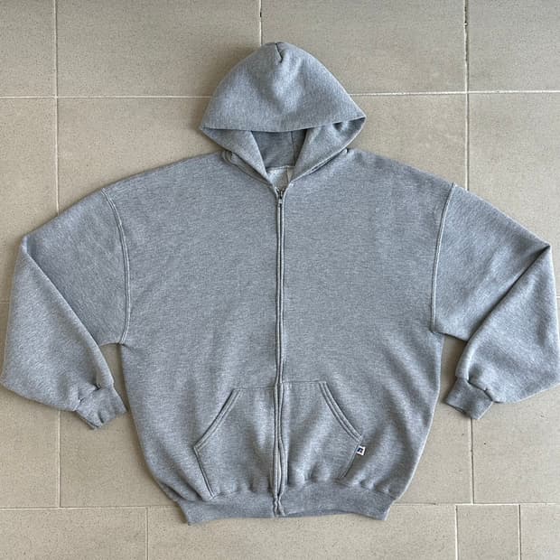 00s 빈티지 러셀 후드집업 그레이 XL