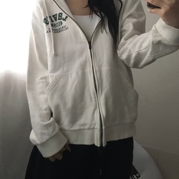 리바이스 화이트 빈티지로고 후드집업