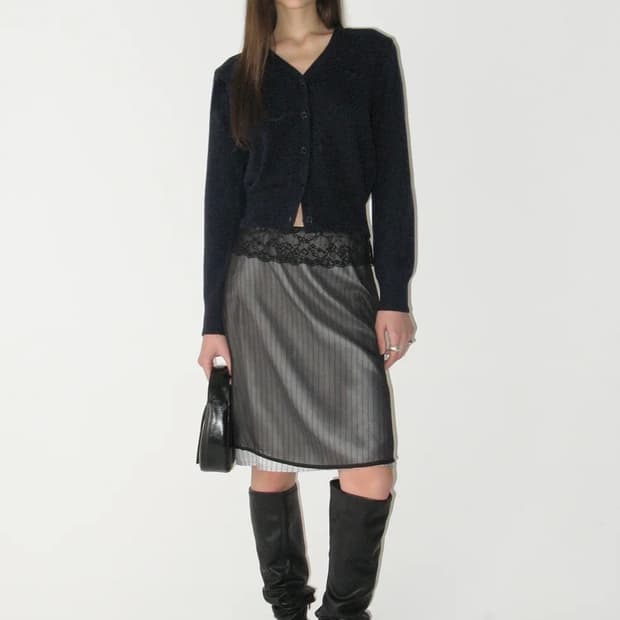 썬번프로젝트 Lace Layered Midi Skirt Black S p