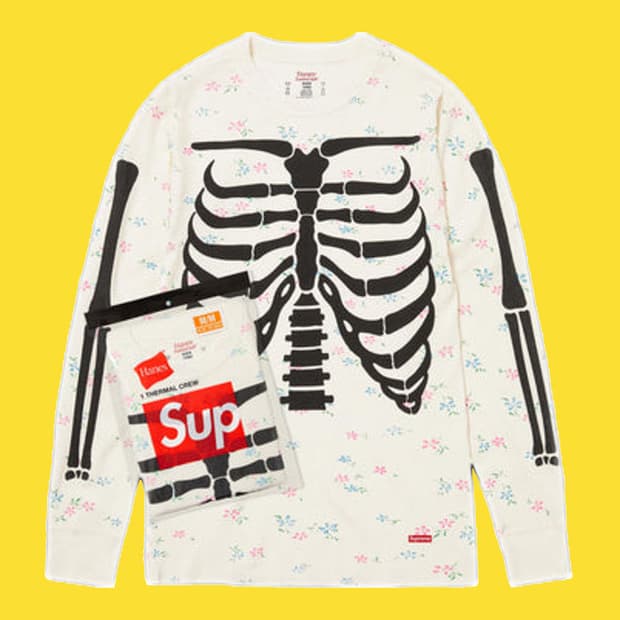 슈프림 헤인즈 본즈 써멀 크루 플로럴 1개입 25FW 