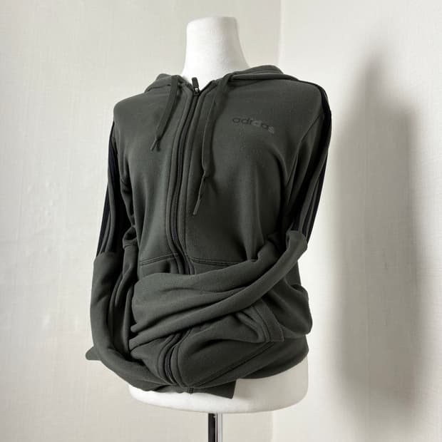 아디다스 카키 후드집업