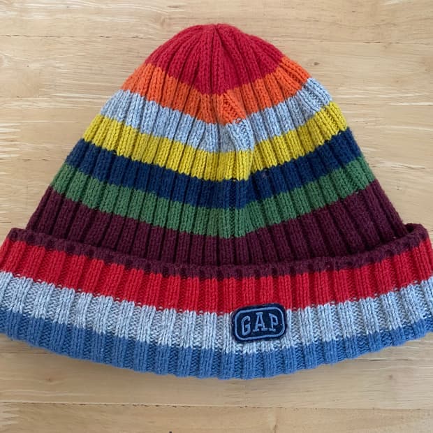 빈티지 갭 멀티컬러 무지개 스트라이프 비니