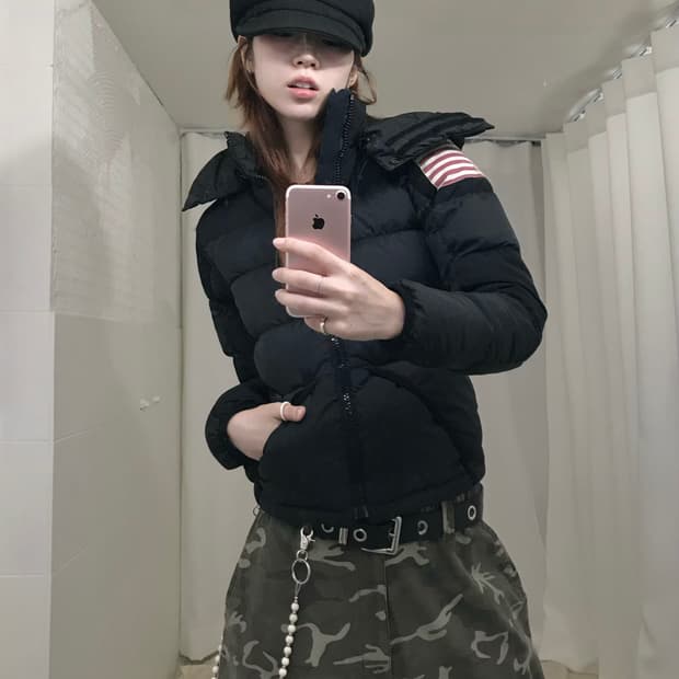 (세트 할인 가능) 데님 앤 서플라이 폴로 랄프로렌 성조기 블랙 숏패딩
