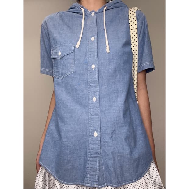 빈티지 데님 후드 셔츠