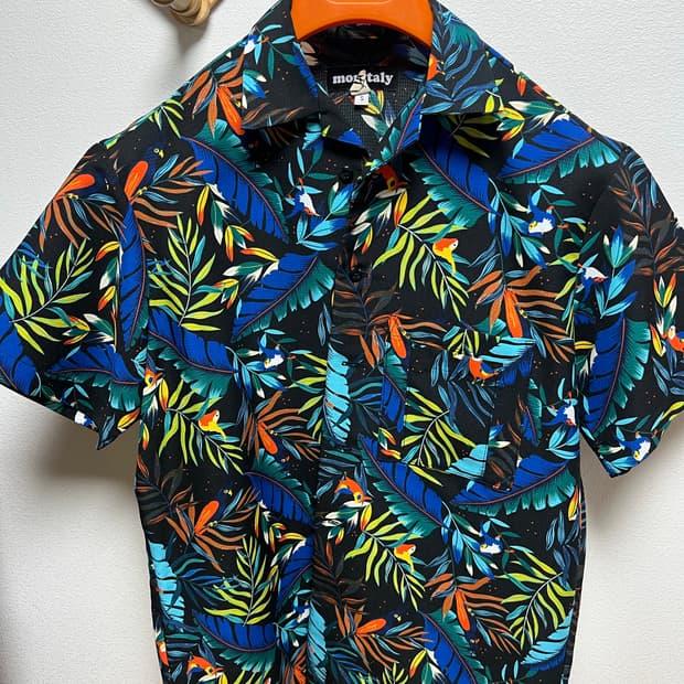 모니탈리 하와이안 캠프 셔츠 (블루,블랙 컬러) S사이즈