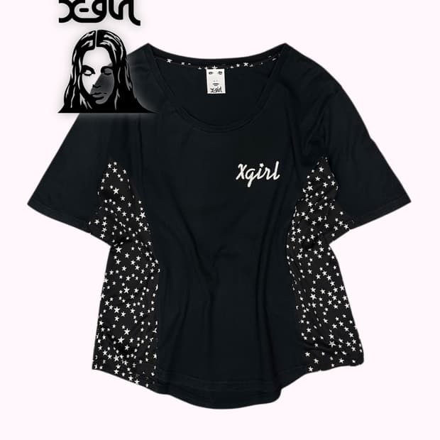 X-GIRL star pannel logo t-shirt