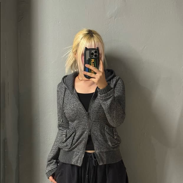 2-way pocket high-neck hood zip-up