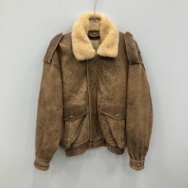 VTG 빈티지 브라운 램스킨 G-1 무스탕 L