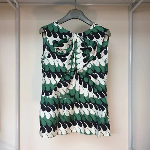 MARNI 마르니 리조트컬렉션 웨이브패턴 보우 실크 블라우스