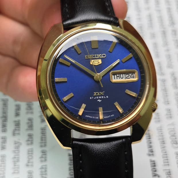 빈티지 세이코 DX 퍼플블루 금장 데이데이트 5139 오토매틱 
