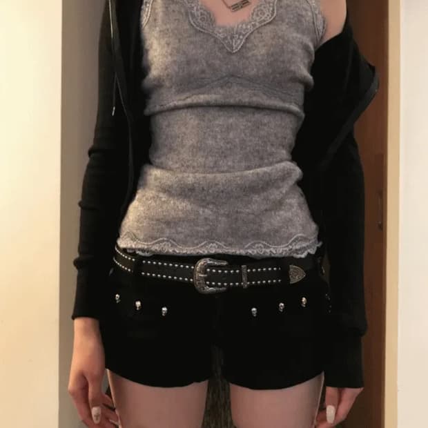 당일배송) 쿄이 위스퍼 레이스 슬리브리스 나시 그레이 오네갸루 세미갸루