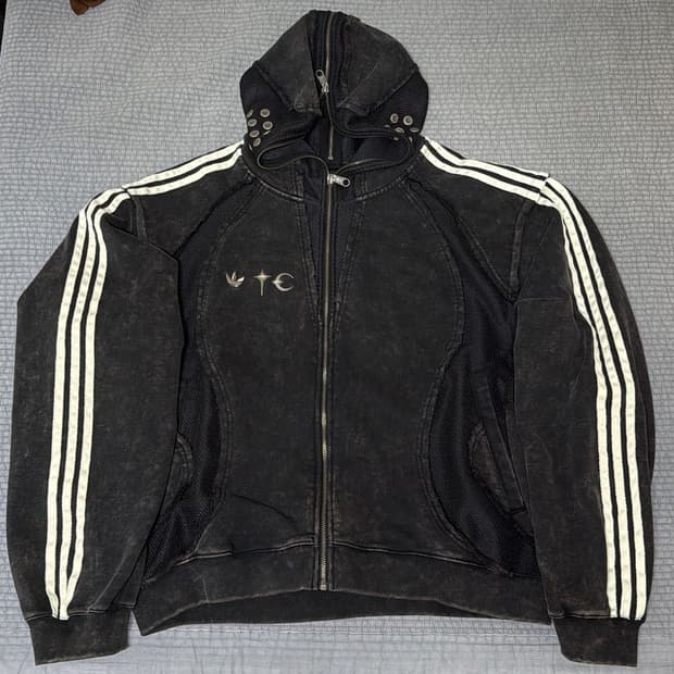 아디다스 떠그클럽 팀 가이스트 스웨트 후드 집업 블랙 US L사이즈