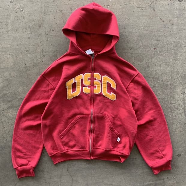 90s 러셀 빈티지 USC 유니버시티 후드집업 XXL