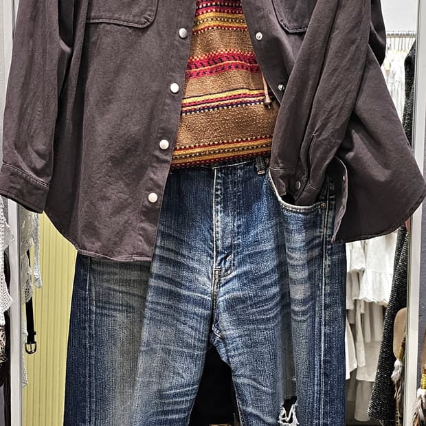 Japan 워시드 딥그레이 아우터 겸 셔츠