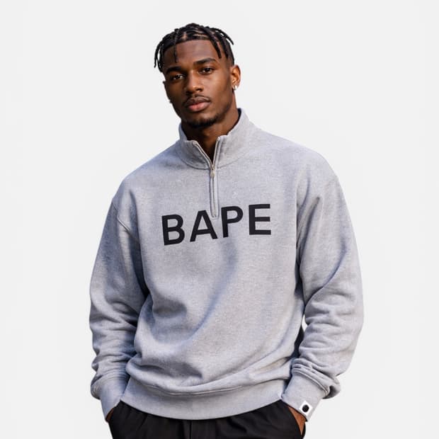 베이프 BAPE 하프집업 스웻셔츠 맨투맨 L