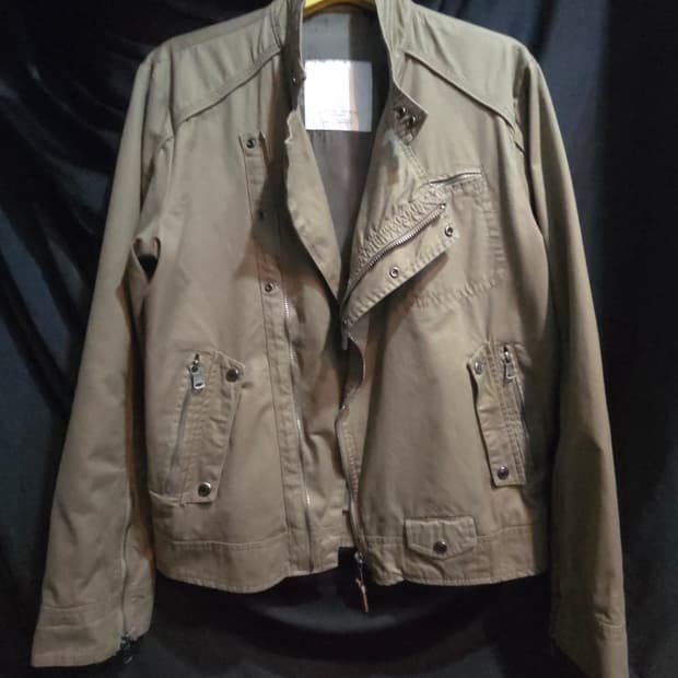 자라 맨 코튼 라이더 자켓