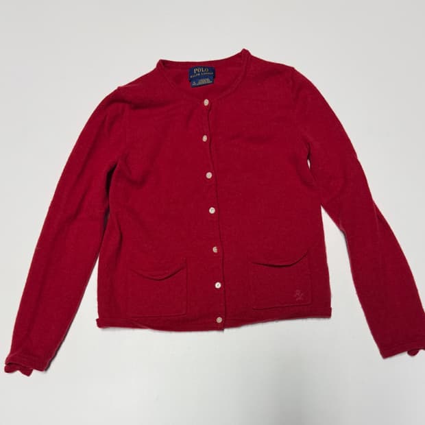 폴로 랄프로렌 키즈 RL 로고 양모 가디건 140