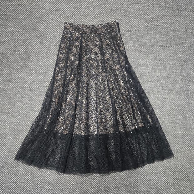 미샤 MICHAA 23ss 블랙 레이스 스커트 밴딩 치마