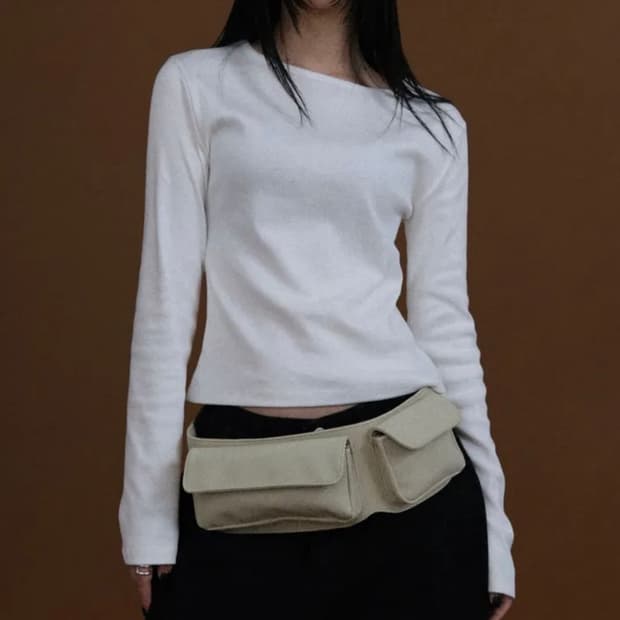 어텀 기본 긴팔 티 아이보리