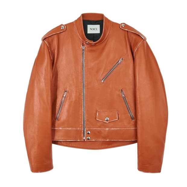[M] 노이스 바이커 램스킨 레더 가죽 자켓 브라운