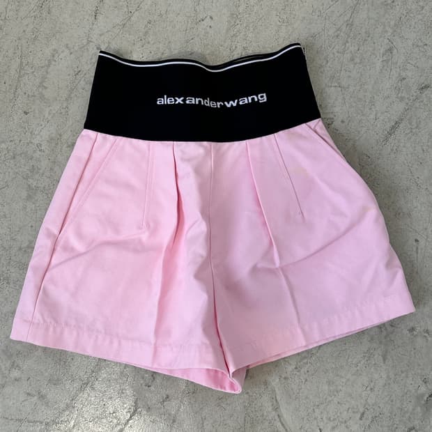 알렉산더왕 로고밴딩 리브 반바지 숏팬츠 핑크