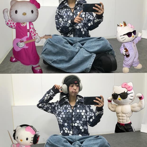 아디다스 도트패턴 하이넥 바람막이 세트 ( 상의+하의 )