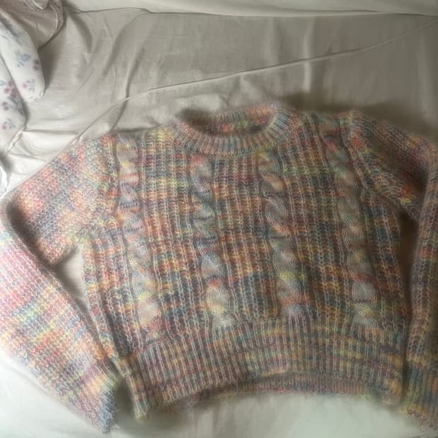 알록달록 꽈배기 니트 (무지개 파스텔톤)